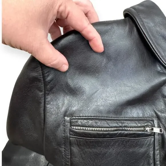 Vintage Banana Republic Dark Brown Military Heavy Leather Jacket Women's Size S - Picture 11 of 12